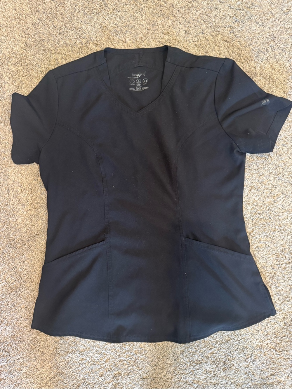 Women's HeartSoul Black V-Neck Scrub Top